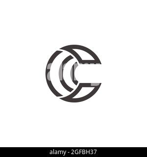 lettera c strisce linea geometrica 3d flat semplice logo vettore Illustrazione Vettoriale