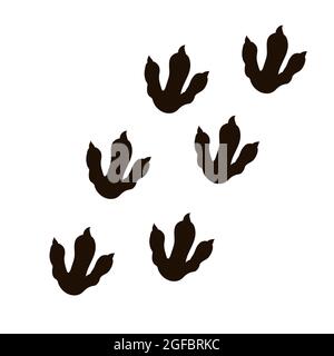 Piede di dinosauro, silhouette rettile in stile cartoon isolato su sfondo bianco. Simbolo, modello o francobollo preistorico enorme mostro. . Illustrazione vettoriale Illustrazione Vettoriale
