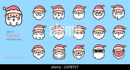 Babbo natale disegno colorato linea icona vettore illustrazione. Pieno e contorno. Illustrazione Vettoriale