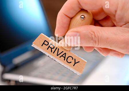 privacy stampata su timbro in gomma Foto Stock