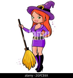 Donna in costume da strega di Halloween. Foto Stock