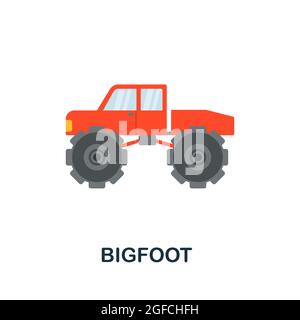 Icona Bigfoot. Elemento di segno piatto dalla raccolta per il trasporto. Icona Creative Bigfoot per il web design, modelli, infografiche e altro ancora Illustrazione Vettoriale