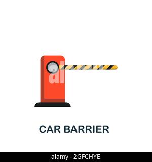 Icona barriera auto. Elemento di segno piatto dalla raccolta per il trasporto. Icona Creative Car Barrier per il web design, modelli, infografiche e altro ancora Illustrazione Vettoriale