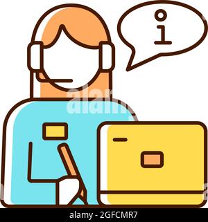 Icona a colori RGB del receptionist Illustrazione Vettoriale