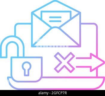 Nessuna trasmissione tramite l'icona del vettore lineare gradiente e-mail Illustrazione Vettoriale