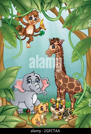 Gli animali sono nella giungla Illustrazione Vettoriale