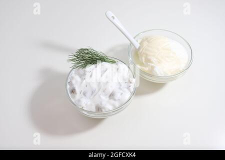 Snezhanka (bianco neve) insalata o Tzatziki, salsa tarator e yogurt Foto Stock