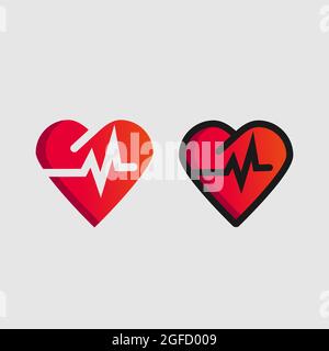 moderna cura del cuore logo disegno vettore sanitario segno medico simbolo illustrazione Illustrazione Vettoriale