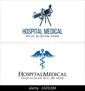 Disegno del logo medico farmaceutico dell'ospedale Illustrazione Vettoriale