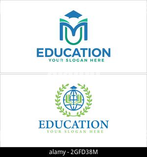 Vettore di disegno del logo dell'emblema della scuola di formazione Illustrazione Vettoriale