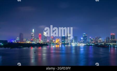 Ho Chi Minh notte della città Foto Stock