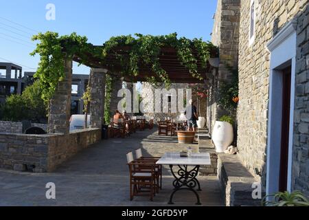 Degustazione di vini a Noussa a Paros Foto Stock