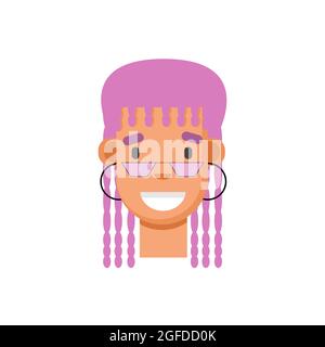 Donna africana con capelli e bicchieri rosa Illustrazione Vettoriale