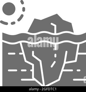 Riscaldamento globale, icona iceberg grigio. Isolato su sfondo bianco Illustrazione Vettoriale