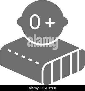 Materasso con materiali leggeri per il bambino, materasso ortopedico icona grigia. Illustrazione Vettoriale