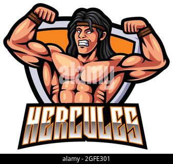 Vettore logo Hercule eport gaming mascot Illustrazione Vettoriale