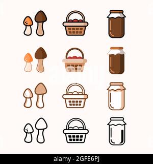 vettore del set di icone autunnali con stile diverso l'immagine aggiuntiva può essere modificata livello per livello Illustrazione Vettoriale