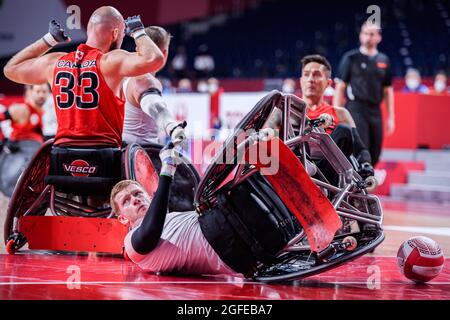 TOKYO, GIAPPONE. 25 ago 2021. Jim Roberts della Gran Bretagna in Men's Wheelchair Basketball GBR vs CAN durante i Giochi Paralimpici di Tokyo 2020 allo Stadio Nazionale di Yoyogi mercoledì 25 agosto 2021 a TOKYO, GIAPPONE. Credit: Taka G Wu/Alamy Live News Foto Stock