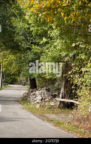 Country Lane (vista da montagna), Toscana, Italia Foto Stock