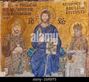 Cristo Pantocrator tra l imperatore Costantino IX Monomachus e l'Empress Zoe Foto Stock