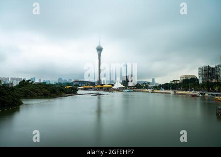 Vista del Centro Congressi e intrattenimenti della Torre di Macao Foto Stock