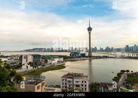 Vista del Centro Congressi e intrattenimenti della Torre di Macao Foto Stock