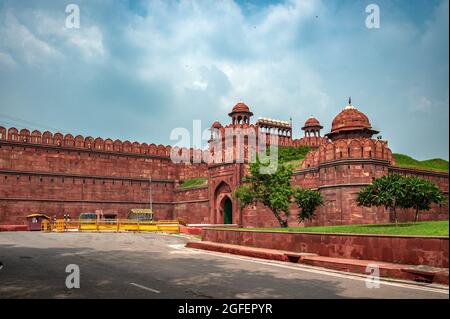 Il monumento del Forte Rosso a Nuova Delhi, India, il suo sito Patrimonio Mondiale dell'Umanita' dell'UNESCO. Foto Stock