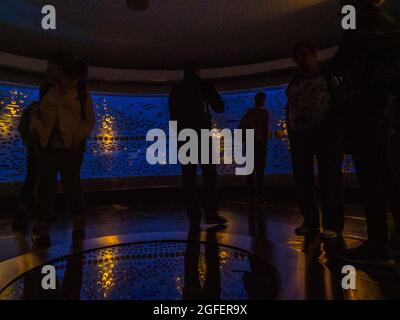 Bogotà, Colombia - 12 Settembre 2019: Esposizione nel Museo dell'oro. Muisca cultura. Offre posto. Camera di sacrificio. Foto Stock