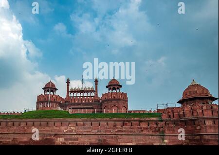 Il monumento del Forte Rosso a Nuova Delhi, India, il suo sito Patrimonio Mondiale dell'Umanita' dell'UNESCO. Foto Stock