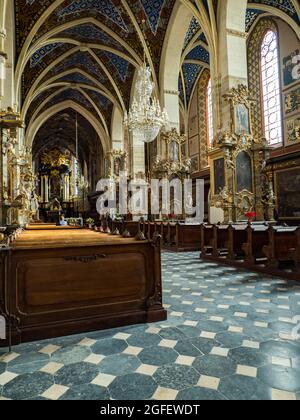 Sandomierz, Polonia - 17 febbraio 2020: Basilica Cattedrale della Natività della Beata Vergine Maria. E' una chiesa gotica costruita nel XIV secolo. Foto Stock