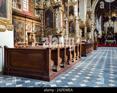 Sandomierz, Polonia - 17 febbraio 2020: Basilica Cattedrale della Natività della Beata Vergine Maria. E' una chiesa gotica costruita nel XIV secolo. Foto Stock