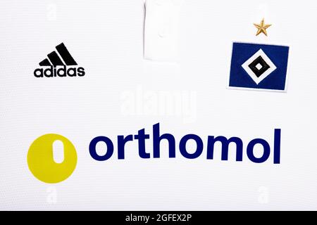 Primo piano del kit Hamburger SV 2020/21. Foto Stock