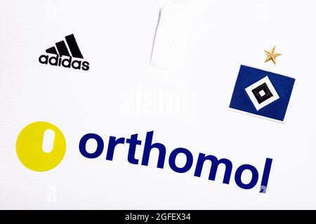 Primo piano del kit Hamburger SV 2020/21. Foto Stock