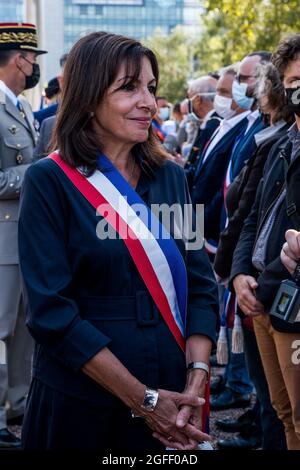 Cerimonia della liberazione di Parigi, alla presenza dei veterani, il sindaco di Parigi Anne Hidalgo e Geneviève Darrieusecq, Segretario di Stato al Ministro delle forze Armate responsabile della memoria e dei Veterani, a Parigi, in Francia, il 25 agosto 2021. Foto di Pierrick Villette/Avenir Pictures/ABACAPRESS.COM Foto Stock