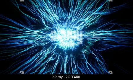 Nervi blu incandescente effetto linea sfondo astratto Foto Stock