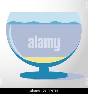 Illustrazione della silhouette dell'acquario vettoriale. Colorato divertente cartone animato piatto acquario vettore icona isolato sullo sfondo. Illustrazione Vettoriale