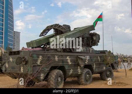 OSA 9K33 - SA-8 Gecko. Sistema missilistico antiaereo sovietico distrutto dall'esercito azerbaigiano. Foto Stock