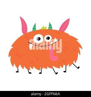 Fumetto furry mostro su sfondo bianco. Illustrazione Vettoriale