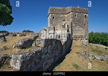 archeologia e storia della Grecia la torre di Ragio nel sito archeologico della penisola di Ligia, Igoumenitsa Foto Stock