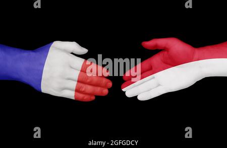 Concetto di handshaking paese Foto Stock