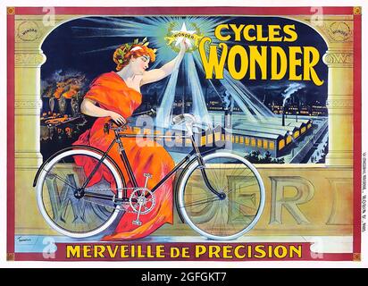 Fare clic sul poster della bicicletta francese d'epoca "Cycles Wonder", anni '10 Foto Stock