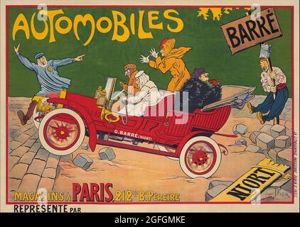 Fare clic sul poster dell'automobile francese d'epoca - Automobiles Barré, Parigi, 1910 Foto Stock