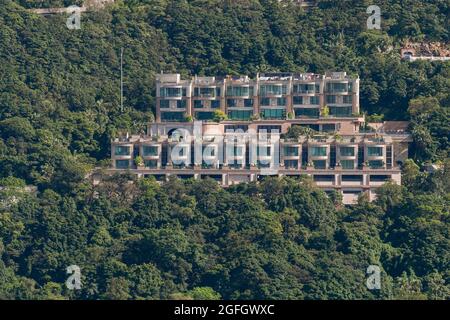 Severn 8, uno sviluppo di case di lusso su Severn Road, The Peak, dal tetto del 2ifc, l'edificio più alto dell'Isola di Hong Kong, nel 2010 Foto Stock