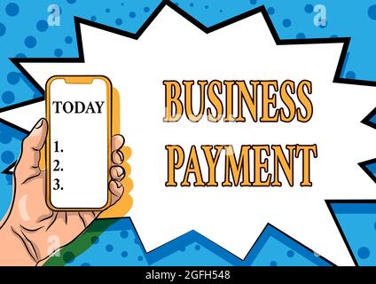 Visualizzazione concettuale pagamento aziendale. Panoramica commerciale commercio di valore da una parte ad un'altra per merci visualizzazione di informazioni importanti Foto Stock