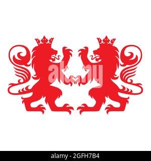 Royal Lion araldica logo araldico Mascot Vector Illustrazione Vettoriale