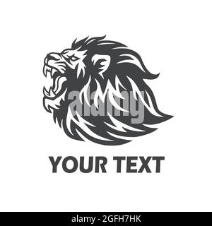 Modello logo icona vettore Lion Roaring Illustrazione Vettoriale