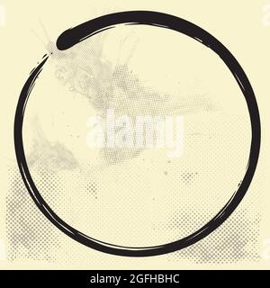 Enso Zen Circle Brush Vector Illustration Ink on Old Paper Vector Illustrazione Vettoriale