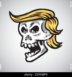 Illustrazione del vettore Donald Trump Skull Cartoon. Novembre 19, 2017 Illustrazione Vettoriale