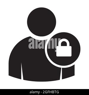 Login utente autentica icona protezione personale, password personale protezione della privacy internet, chiave di sicurezza per il design grafico, logo, sito web, Foto Stock