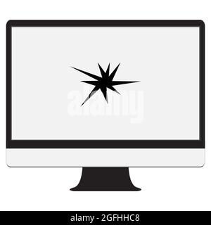 icona monitor rotta su sfondo trasparente. Segnale monitor computer rotto. Simbolo monitor schermo rotto. stile piatto. Foto Stock